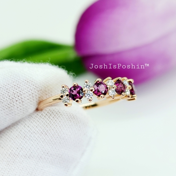 0.75CT Moissanite Pyrope Garnet wedding band ring in sterling silv… - Picture 11 of 14